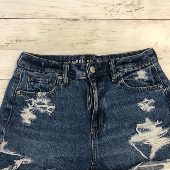 AMERICAN EAGLE Women’s Blue Ripped Short Size 4 - Picture 2 of 8